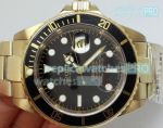 Replica Rolex Submariner Black Dial Black Bezel Gold Case Watch